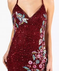 Primavera Couture - 3243 Vibrant Contrast Floral Beaded Gown Formal Gowns