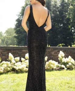 Formal Gowns Primavera Couture - 3248 Embellished V-neck Fitted Dress With Slit
