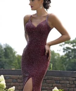 Primavera Couture - 3253 Lattice Textured Strappy Sheath Gown 11 Primavera Couture - 3253 Lattice Textured Strappy Sheath Gown