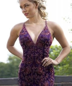 Formal Gowns Primavera Couture - 3259 Stylistic Floral Beaded High Slit Gown 19 Formal Gowns Primavera Couture - 3259 Stylistic Floral Beaded High Slit Gown