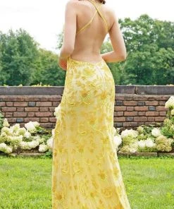 Formal Gowns Primavera Couture - 3259 Stylistic Floral Beaded High Slit Gown 12 Formal Gowns Primavera Couture - 3259 Stylistic Floral Beaded High Slit Gown