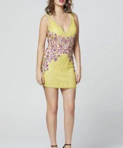 Primavera Couture - 3309 Sequined Plunging Vneck Sheath Cocktail Dress