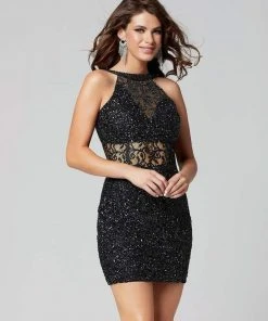 Cocktail Dresses Primavera Couture - 3311 Sequined Halter Cowl Back Dress 10 Cocktail Dresses Primavera Couture - 3311 Sequined Halter Cowl Back Dress