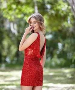 Cocktail Dresses Primavera Couture - 3311 Sequined Halter Cowl Back Dress 13 Cocktail Dresses Primavera Couture - 3311 Sequined Halter Cowl Back Dress