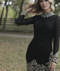 Primavera Couture - 3320 Bead Embellished High Neck Dress Cocktail Dresses 10 Primavera Couture - 3320 Bead Embellished High Neck Dress Cocktail Dresses