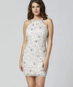 Primavera Couture - 3334 Embellished Halter Neck Sheath Dress