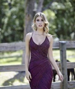 Primavera Couture - 3342 Striped Surplice Motif Sheath Dress 9 Primavera Couture - 3342 Striped Surplice Motif Sheath Dress