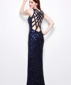Primavera Couture - 9490 All-Glam Plunging V-Neck Evening Gown