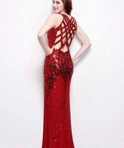 Primavera Couture - 9490 All-Glam Plunging V-Neck Evening Gown