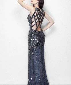 Primavera Couture - 9490 All-Glam Plunging V-Neck Evening Gown