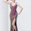 Primavera Couture - 9500 Sparkling V-Neck Cutout Evening Dress Formal Gowns