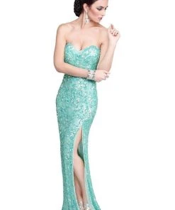Primavera Couture - 9677 Strapless Sequined Sweetheart Evening Dress