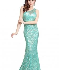 Primavera Couture - 9703 Sequin Studded One-Shoulder Gown