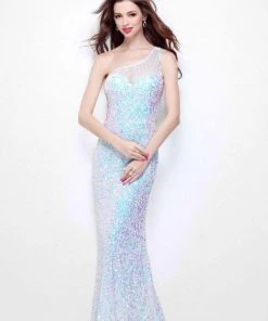 Primavera Couture - 9703 Sequin Studded One-Shoulder Gown