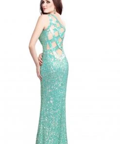 Primavera Couture - 9703 Sequin Studded One-Shoulder Gown