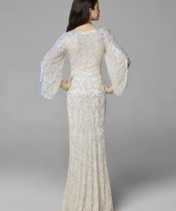 Formal Gowns Primavera Couture - 9713 Sequin Flared Sleeve Long Sheath Formal Gown - 1 Pc White In Size 22 Available 28 Formal Gowns Primavera Couture - 9713 Sequin Flared Sleeve Long Sheath Formal Gown - 1 Pc White In Size 22 Available