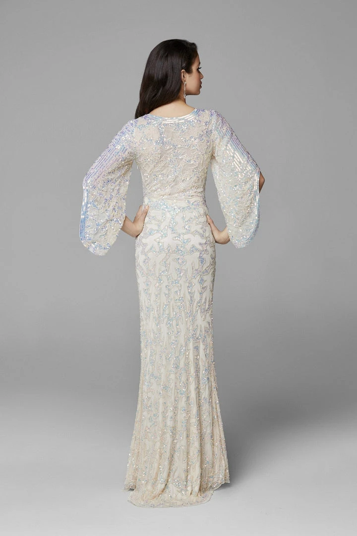 Formal Gowns Primavera Couture - 9713 Sequin Flared Sleeve Long Sheath Formal Gown - 1 Pc White In Size 22 Available 15 Formal Gowns Primavera Couture - 9713 Sequin Flared Sleeve Long Sheath Formal Gown - 1 Pc White In Size 22 Available