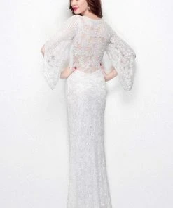 Formal Gowns Primavera Couture - 9713 Sequin Flared Sleeve Long Sheath Formal Gown - 1 Pc White In Size 22 Available 26 Formal Gowns Primavera Couture - 9713 Sequin Flared Sleeve Long Sheath Formal Gown - 1 Pc White In Size 22 Available
