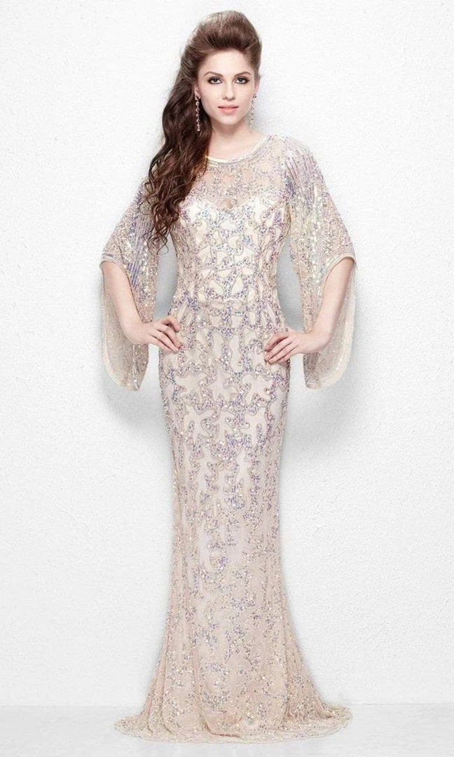 Formal Gowns Primavera Couture - 9713 Sequin Flared Sleeve Long Sheath Formal Gown - 1 Pc White In Size 22 Available 3 Formal Gowns Primavera Couture - 9713 Sequin Flared Sleeve Long Sheath Formal Gown - 1 Pc White In Size 22 Available