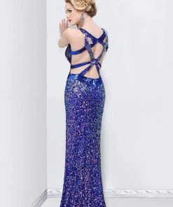 Primavera Couture - 9811 Sequined V-Neck Evening Dress