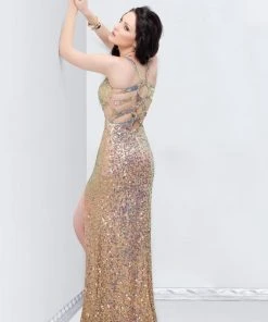 Primavera Couture - 9824 Sequined V-neck Sheath Dress