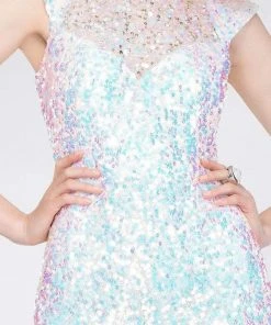 Primavera Couture - 9859 Sheer Illusion Sequined Evening Gown