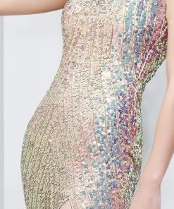 Primavera Couture - 9859 Sheer Illusion Sequined Evening Gown