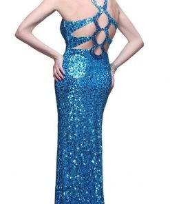 Formal Gowns Primavera Couture - 9863 Bedazzled V-neck Sheath Dress