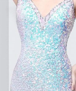 Primavera Couture - 9865 Flashing V-Neck Sequined Evening Gown