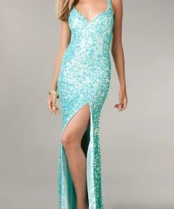 Formal Gowns Primavera Couture - 9873 Stunning Sequin Studded Sheath Gown