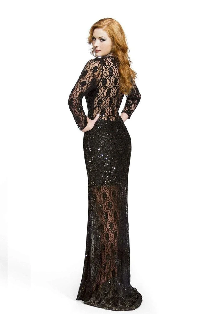 Primavera Couture - 9879 High Slit Glitter Lace Gown 7 Primavera Couture - 9879 High Slit Glitter Lace Gown