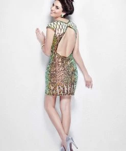 Cocktail Dresses Primavera Couture - 9899 Sequined Illusion Jewel Sheath Dress 8 Cocktail Dresses Primavera Couture - 9899 Sequined Illusion Jewel Sheath Dress