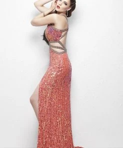 Primavera Couture - 9958 Bejeweled V-Neck Cutout Evening Gown Formal Gowns