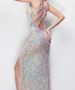 Primavera Couture - 9987 Fancy Sleeveless V-neck Sheath Dress