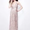 Primavera Couture - Astounding V Neck Full Sequins Long Sheath Dress 1257