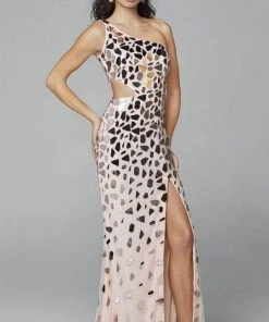 Primavera Couture - Asymmetric Sheath Prom Dress 3623 - 1 Pc Rose Gold In Size 4 Available Formal Gowns