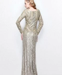 Primavera Couture - Beaded Long Sleeve Evening Gown 1721 Formal Gowns 7 Primavera Couture - Beaded Long Sleeve Evening Gown 1721 Formal Gowns