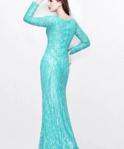 Primavera Couture - Beaded Long Sleeve Evening Gown 1721 Formal Gowns 9 Primavera Couture - Beaded Long Sleeve Evening Gown 1721 Formal Gowns