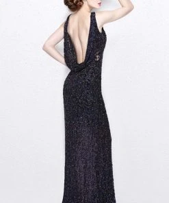 Primavera Couture - Embellished Halter Neck Long Sheath Dress 1891