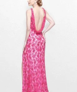 Primavera Couture - Exquisite Bateau Sheath Gown With A Cowl Back Accent 1887 Formal Gowns