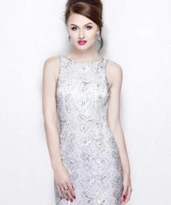 Primavera Couture - Exquisite Bateau Sheath Gown With A Cowl Back Accent 1887 Formal Gowns