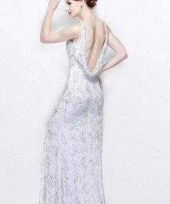 Primavera Couture - Exquisite Bateau Sheath Gown With A Cowl Back Accent 1887 Formal Gowns