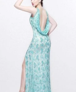 Primavera Couture - Exquisite Bateau Sheath Gown With A Cowl Back Accent 1887 Formal Gowns