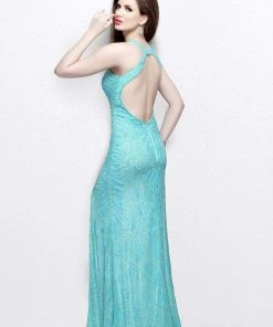 Formal Gowns Primavera Couture - Exquisite Keyhole Cutout Sequined Sheath Gown 1831