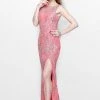 Primavera Couture - Floral Embellished Bateau Illusion Sheath Gown 1808 1 Primavera Couture - Floral Embellished Bateau Illusion Sheath Gown 1808