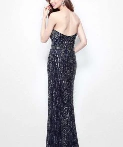 Formal Gowns Primavera Couture - Geometric Ornate Strapless Sweetheart Sheath Gown 1520