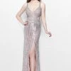 Primavera Couture - Glittering Long V-Neck Dress With Slit 1870 Formal Gowns