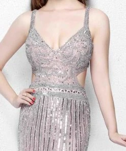 Primavera Couture - Glittering Long V-Neck Dress With Slit 1870 Formal Gowns 15 Primavera Couture - Glittering Long V-Neck Dress With Slit 1870 Formal Gowns