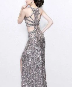 Primavera Couture - Glittering Two Piece Halter Long Gown With Slit 1866 10 Primavera Couture - Glittering Two Piece Halter Long Gown With Slit 1866