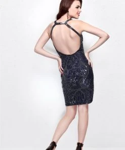 Cocktail Dresses Primavera Couture - Gorgeously Sequined Halter Neck Cocktail Dress 1662